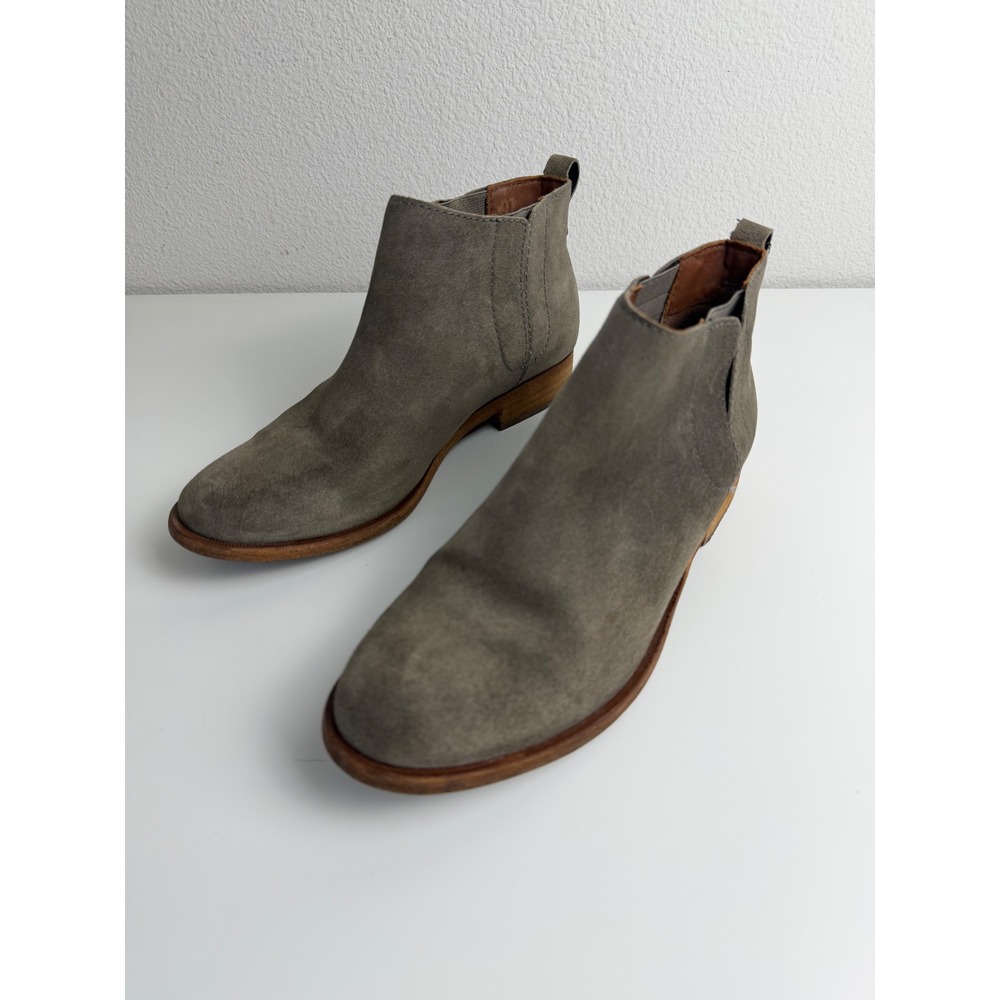 Kork-Ease Women Suede Chelsea Ankle Boot Velma 7.5 Grey Stacked Heel Pull On